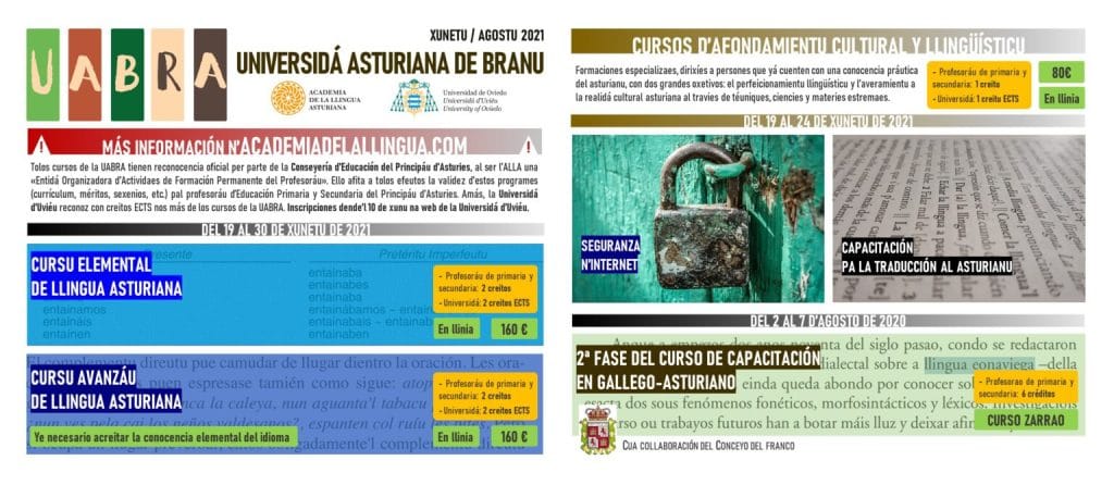 Abiertu’l plazu de matriculación nos cursos de la UABRA 2021